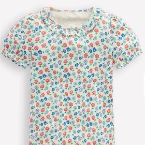 Mini Boden Ruffle Collar Pointelle Tee